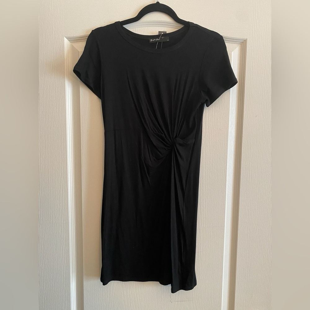 Black Ruched Tie Front Mini Dress